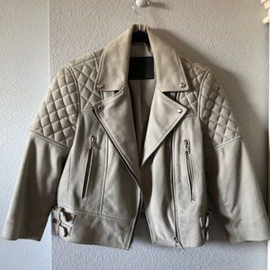 All Saints Suede Cropped Beattie Biker Jacket